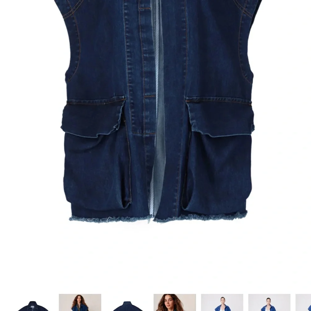 Sandra Weil Cargo Vest.  one size. Oversized 2 pocket denim vest - Picture 3 of 7